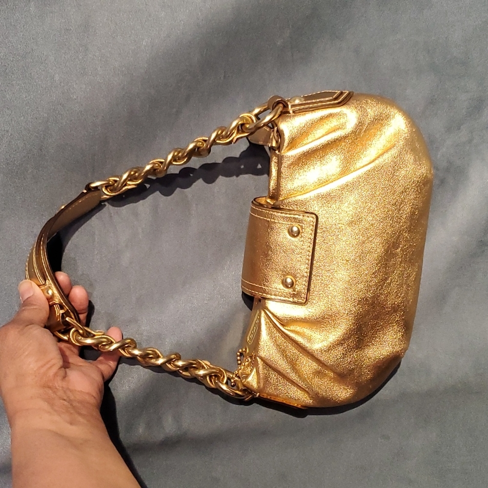 πHPπ RARE Coach Amanda Pippa Leather Gold Purse chain strap - Picture 4 of 17
